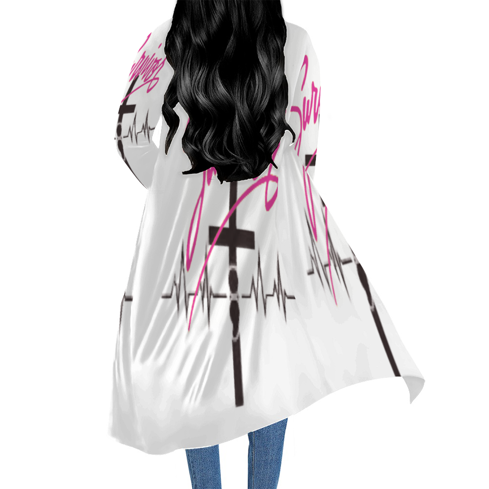 Custom Casual Front Open Dress Smock Long Sleeves Dress Smock