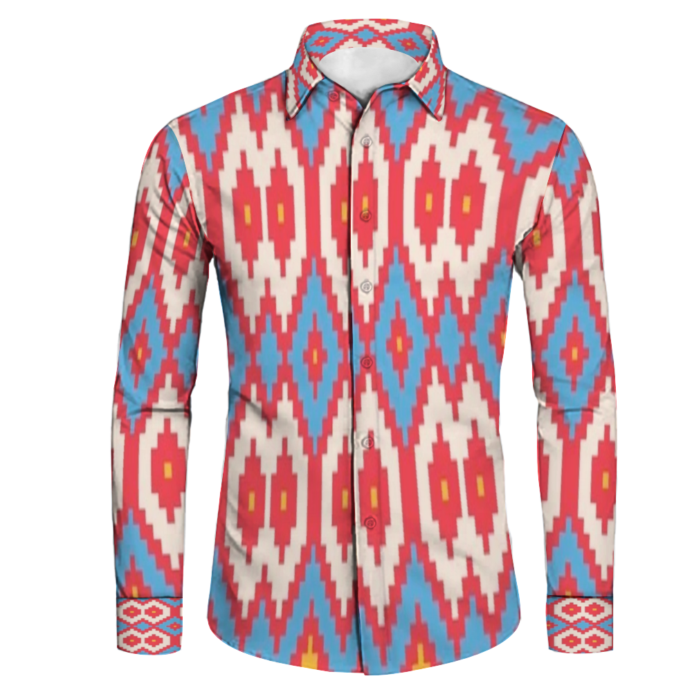 All Over Print Men's Fit Camp Collar Long Sleeve Shirt