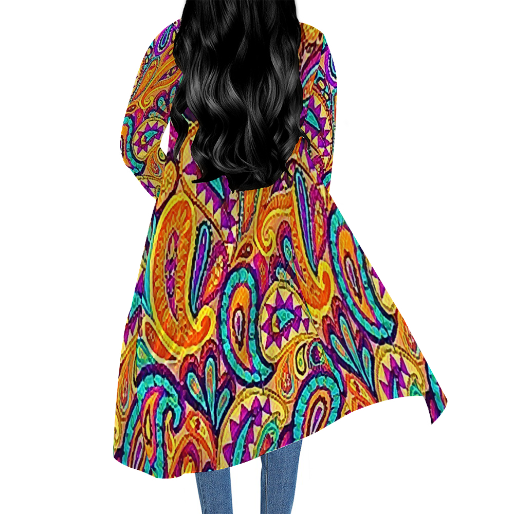 Custom Casual Front Open Dress Smock Long Sleeves Dress Smock