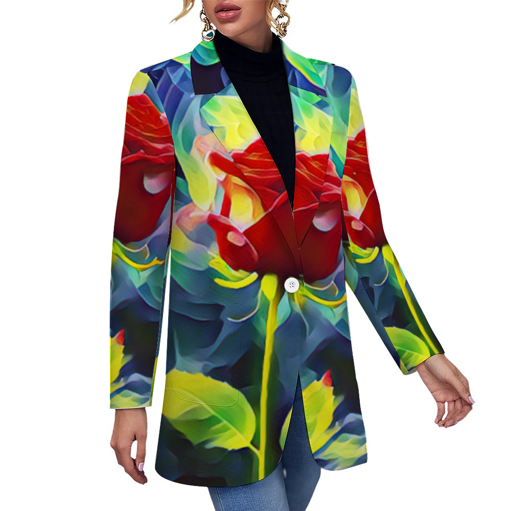 Custom Women's Casual Suit All Over Print Blazer Coat Fashion Light Coat