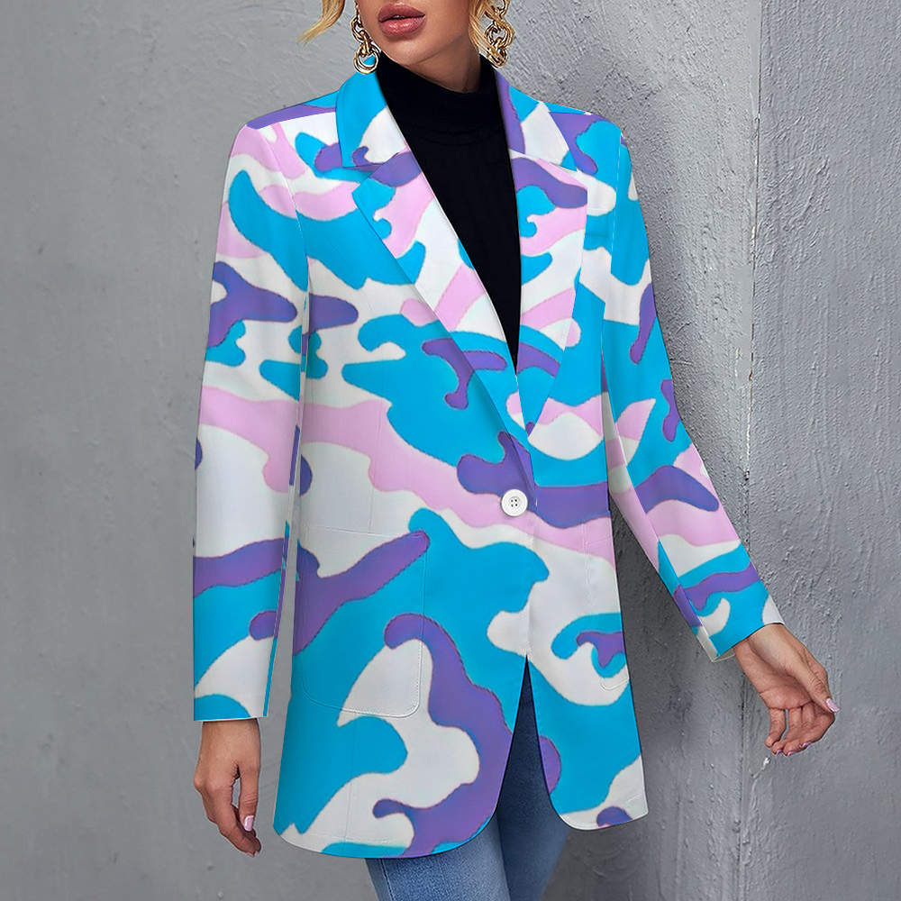 Custom Women's Casual Suit All Over Print Blazer Coat Fashion Light Coat