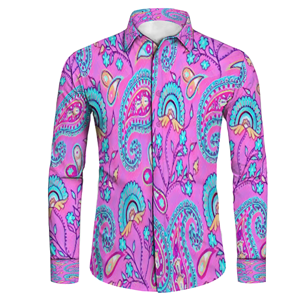 All Over Print Men's Fit Camp Collar Long Sleeve Shirt