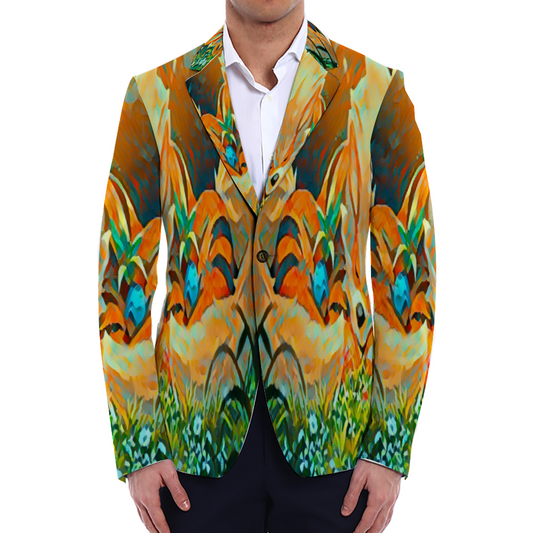 All Over Print Men Casual Suit Blazer Coat Fashion Light Coat