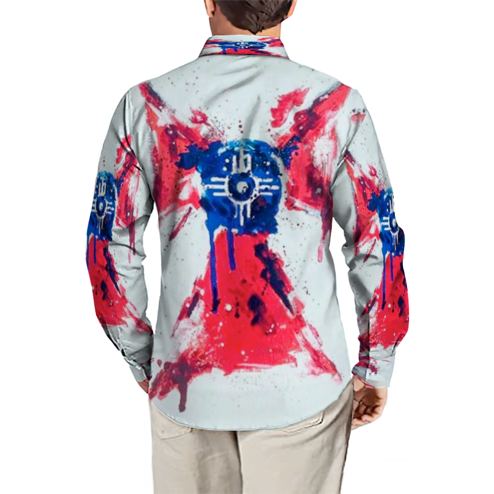 All Over Print Men's Fit Camp Collar Long Sleeve Shirt