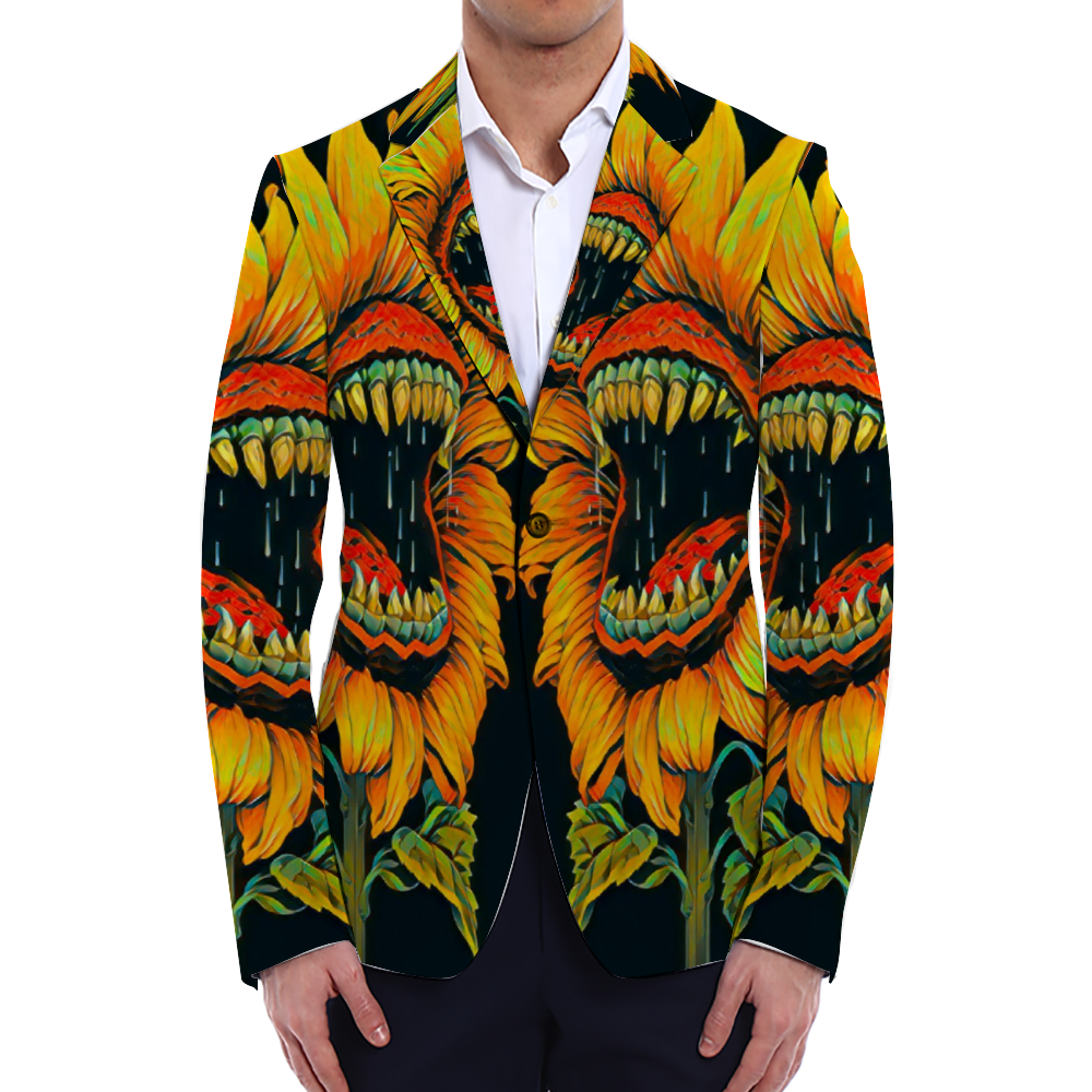 All Over Print Men Casual Suit Blazer Coat Fashion Light Coat