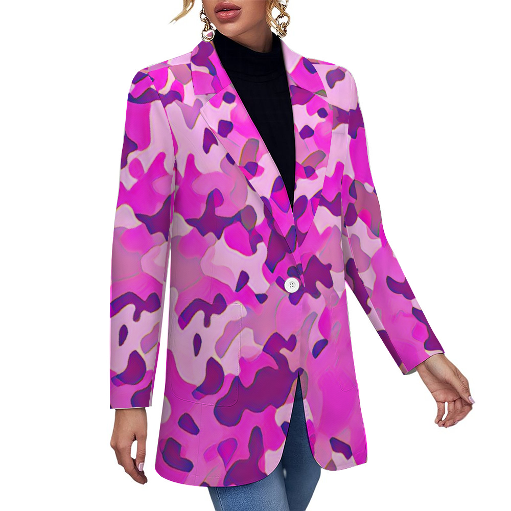 Custom Women's Casual Suit All Over Print Blazer Coat Fashion Light Coat