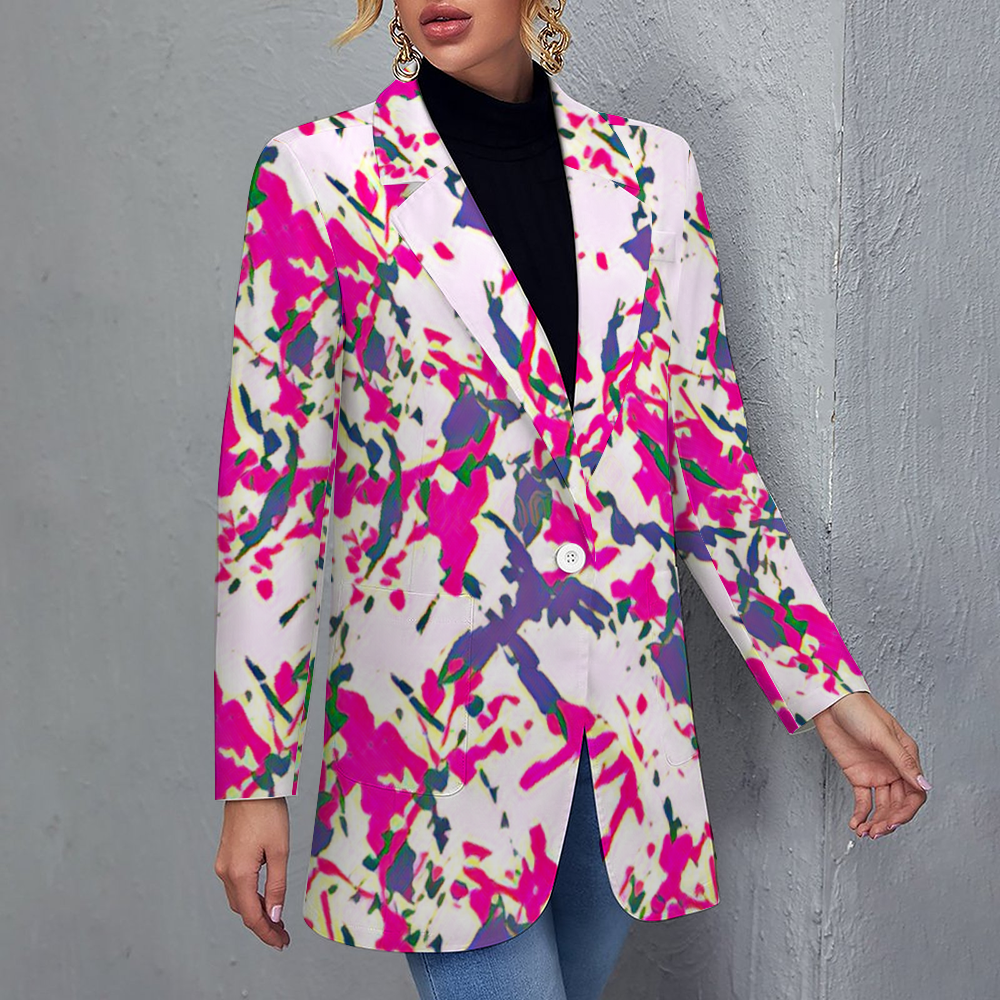 Custom Women's Casual Suit All Over Print Blazer Coat Fashion Light Coat