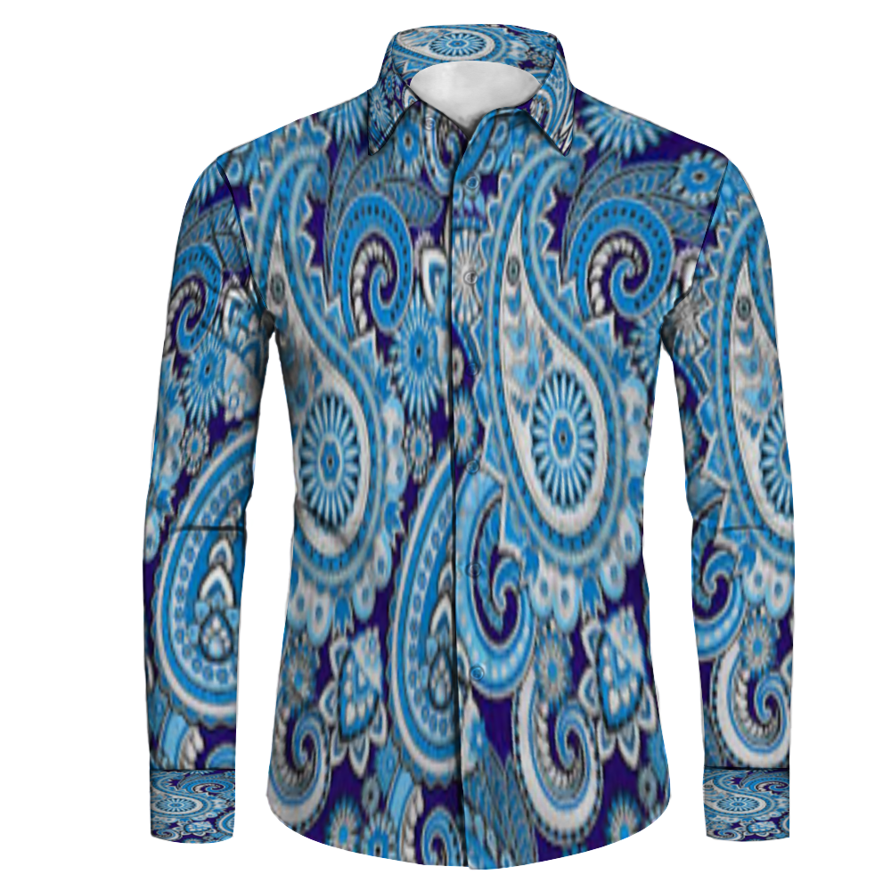 All Over Print Men's Fit Camp Collar Long Sleeve Shirt