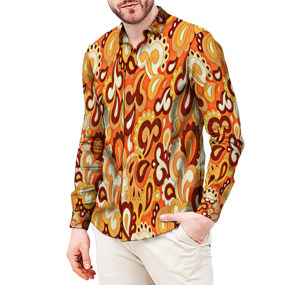 All Over Print Men's Fit Camp Collar Long Sleeve Shirt