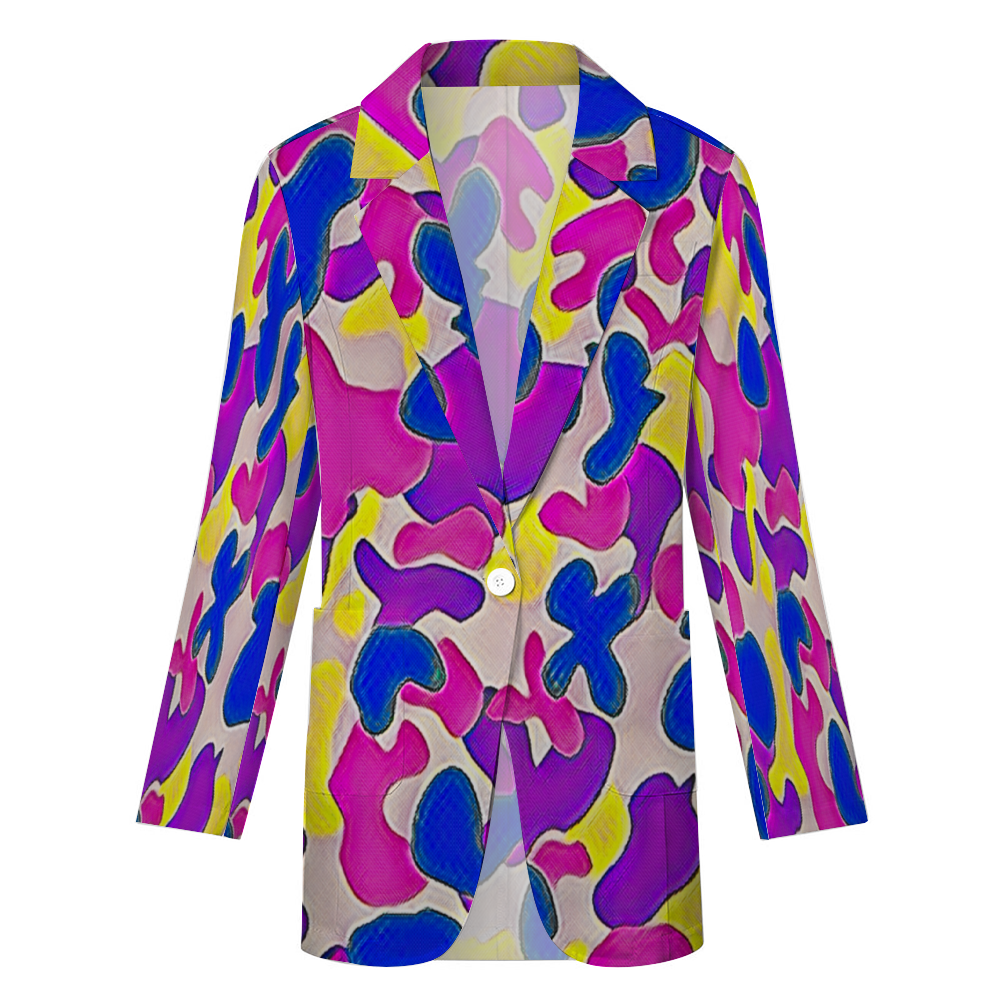 Custom Women's Casual Suit All Over Print Blazer Coat Fashion Light Coat