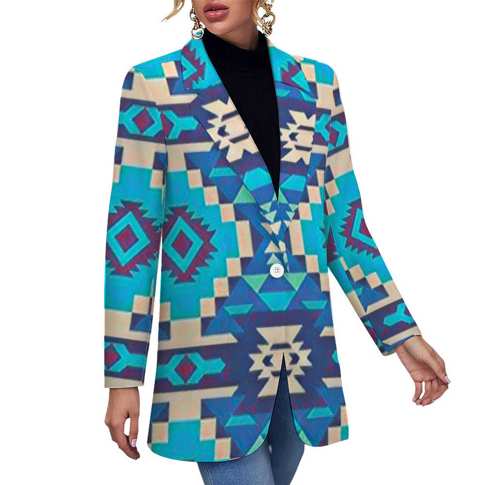 Custom Women's Casual Suit All Over Print Blazer Coat Fashion Light Coat