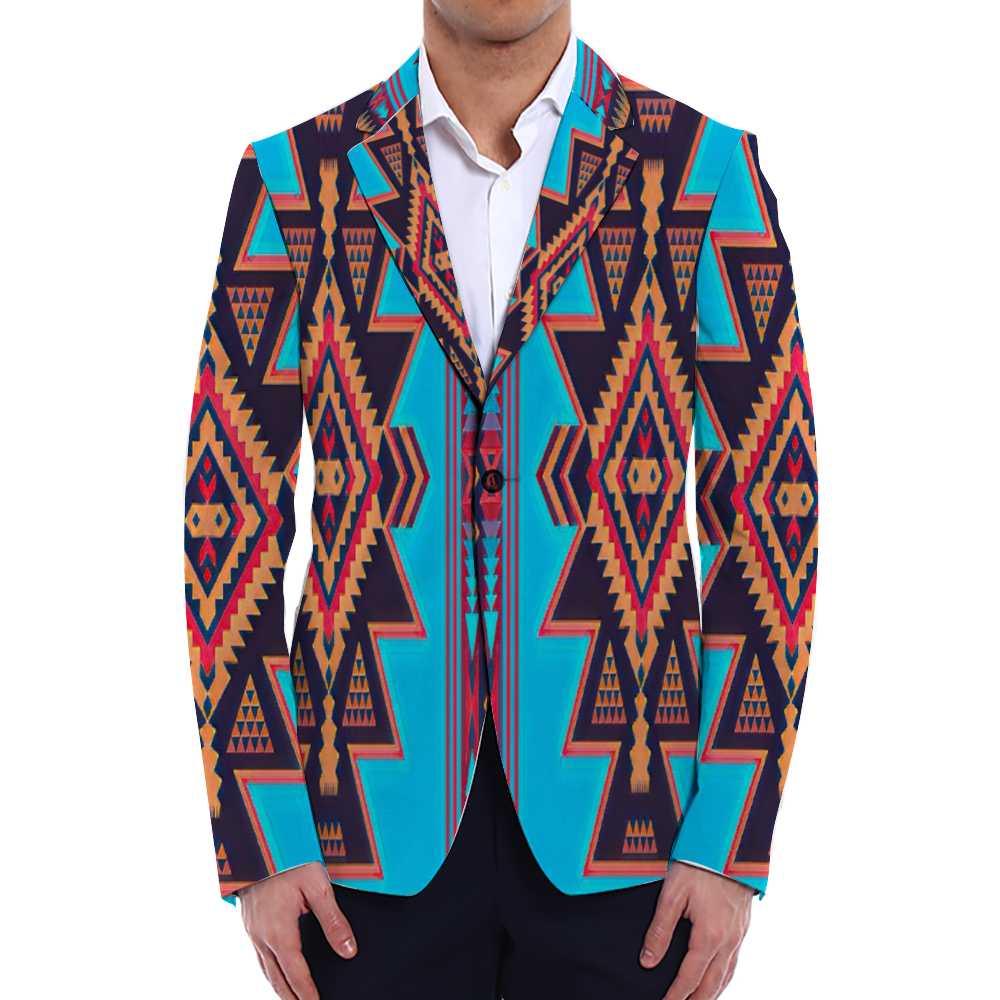 All Over Print Men Casual Suit Blazer Coat Fashion Light Coat