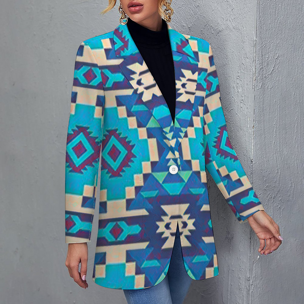 Custom Women's Casual Suit All Over Print Blazer Coat Fashion Light Coat