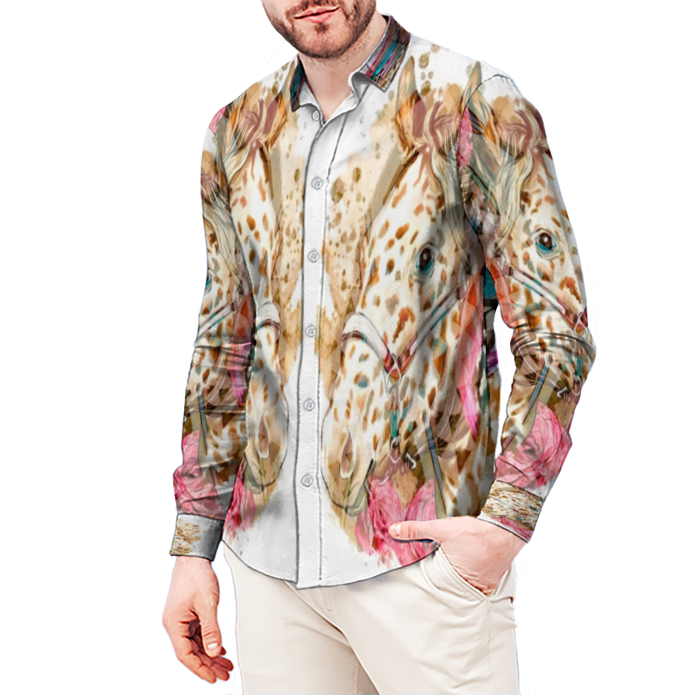 All Over Print Men's Fit Camp Collar Long Sleeve Shirt