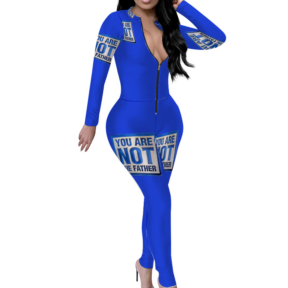 Custom Women's Sexy Front Zip Bodysuit Long Sleeve Jumpsuit