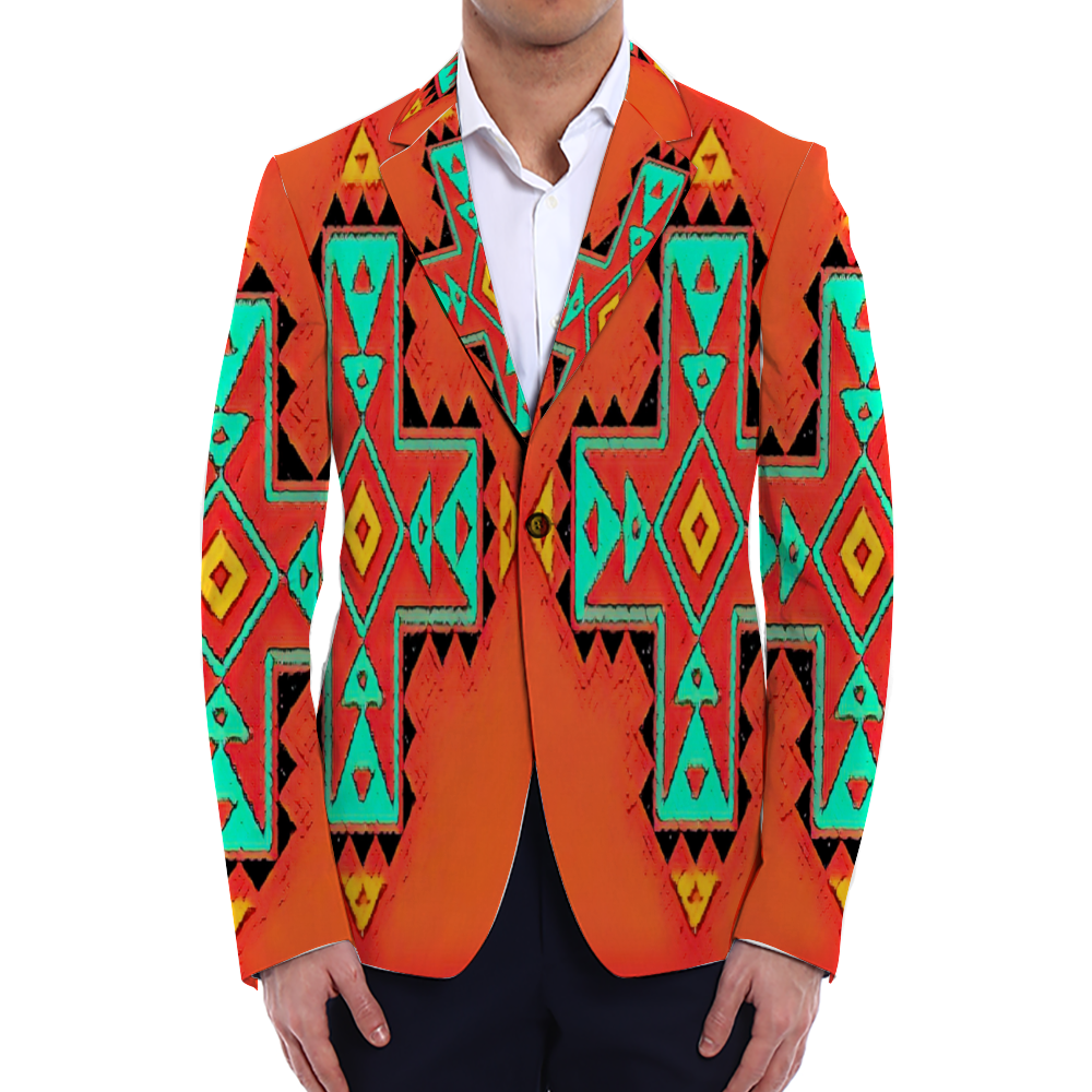 All Over Print Men Casual Suit Blazer Coat Fashion Light Coat