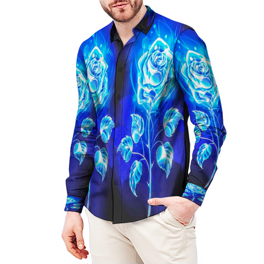 All Over Print Men's Fit Camp Collar Long Sleeve Shirt