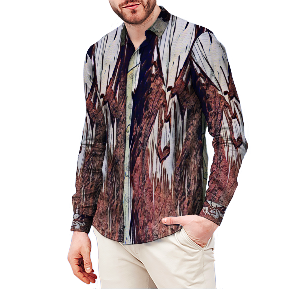 All Over Print Men's Fit Camp Collar Long Sleeve Shirt