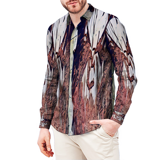 All Over Print Men's Fit Camp Collar Long Sleeve Shirt