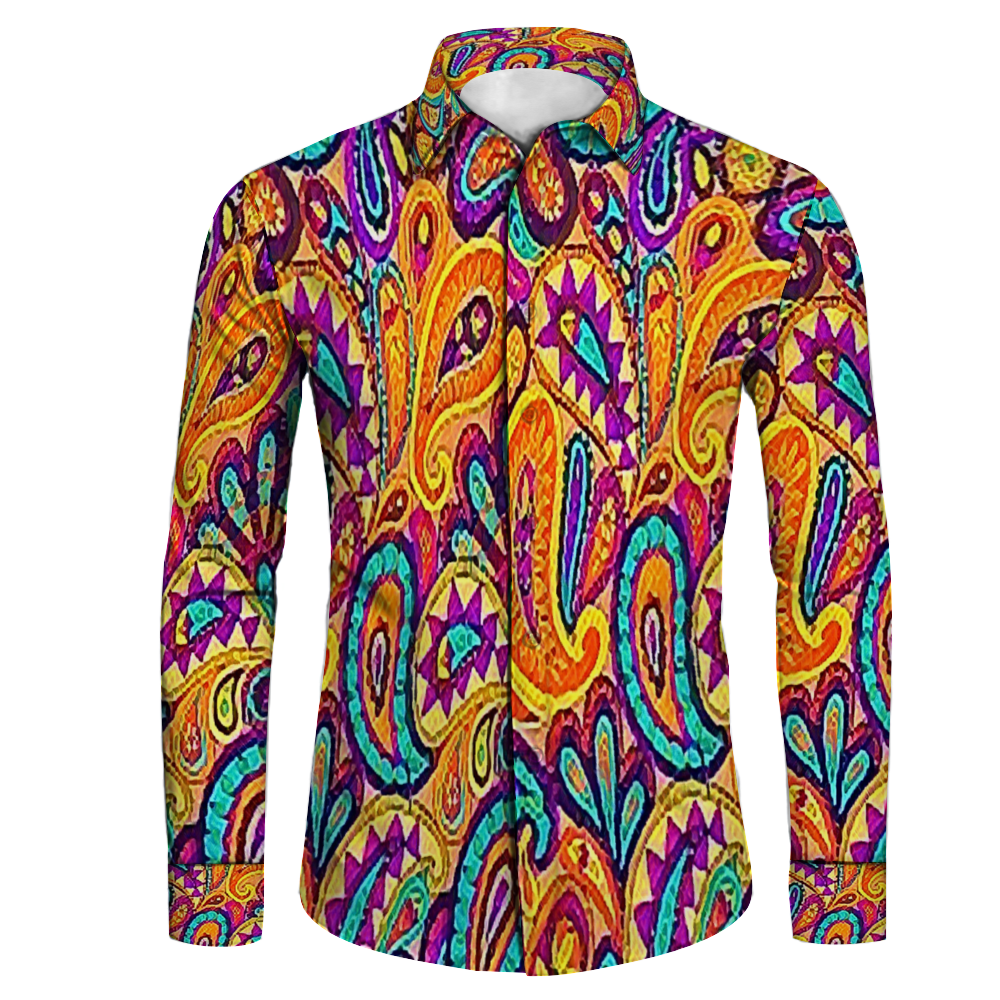 All Over Print Men's Fit Camp Collar Long Sleeve Shirt