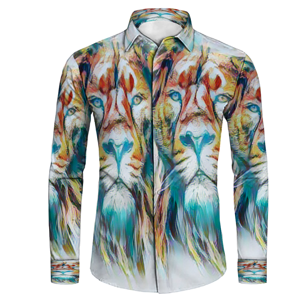 All Over Print Men's Fit Camp Collar Long Sleeve Shirt