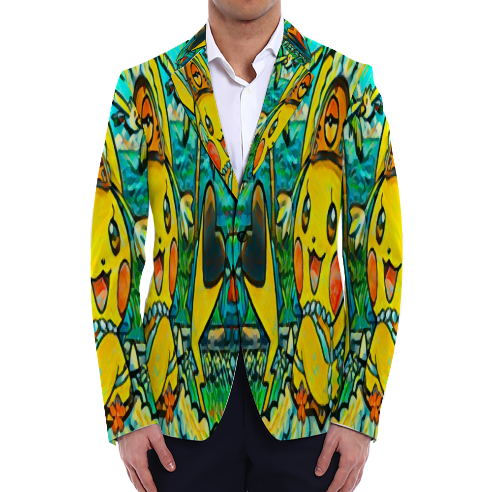 All Over Print Men Casual Suit Blazer Coat Fashion Light Coat