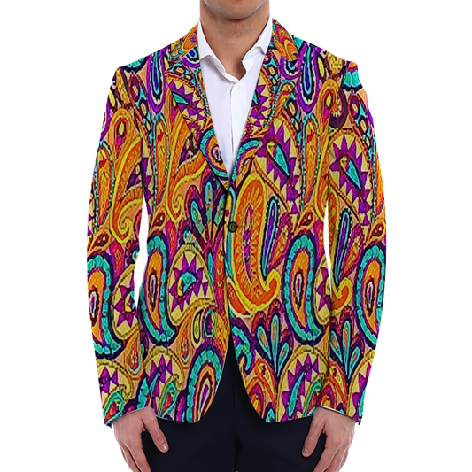 All Over Print Men Casual Suit Blazer Coat Fashion Light Coat