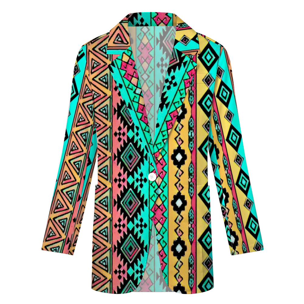 Custom Women's Casual Suit All Over Print Blazer Coat Fashion Light Coat