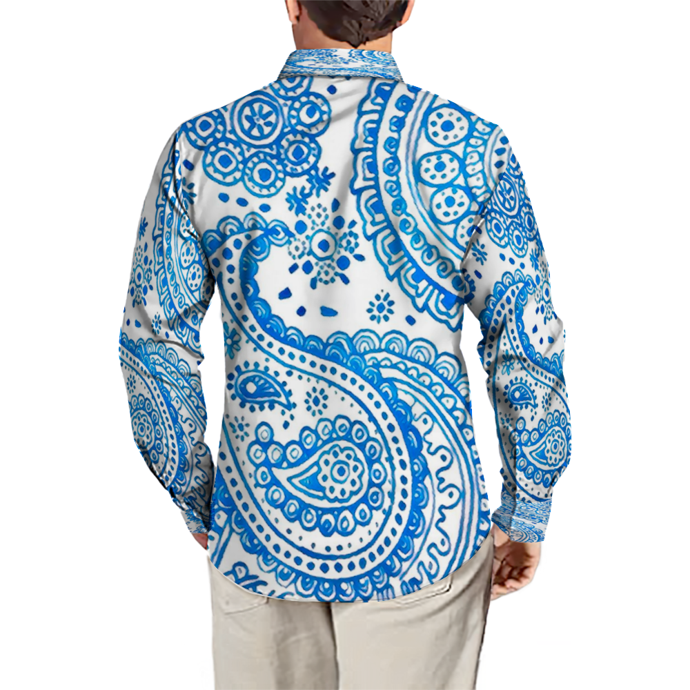 All Over Print Men's Fit Camp Collar Long Sleeve Shirt