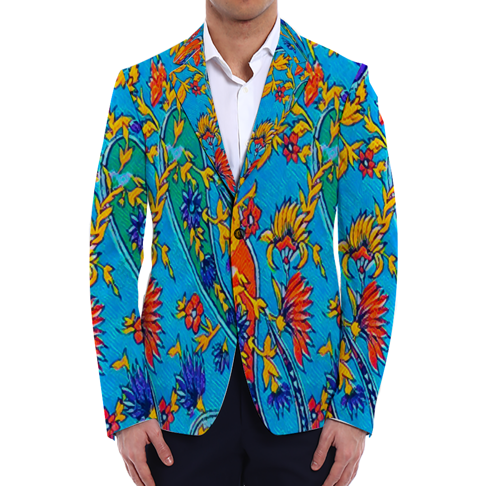 All Over Print Men Casual Suit Blazer Coat Fashion Light Coat