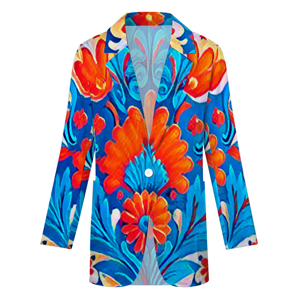 Custom Women's Casual Suit All Over Print Blazer Coat Fashion Light Coat