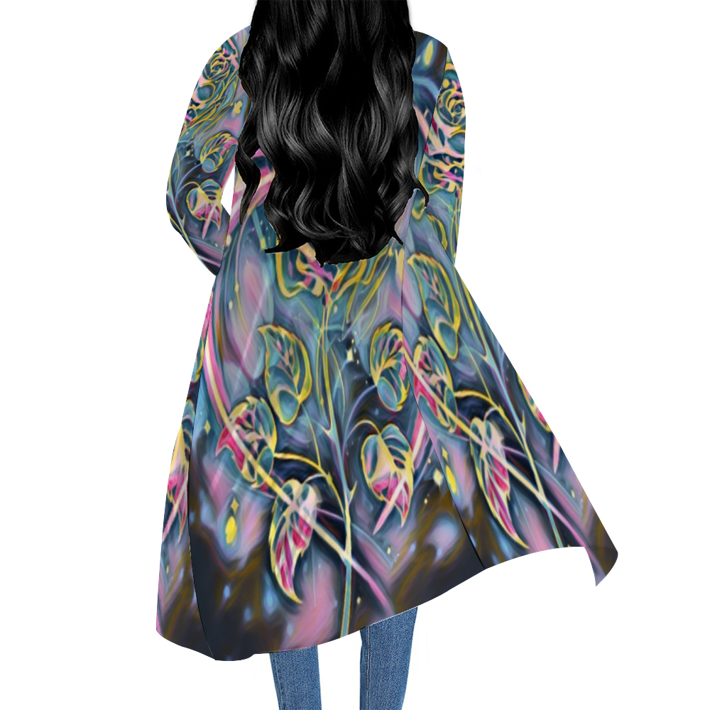 Custom Casual Front Open Dress Smock Long Sleeves Dress Smock