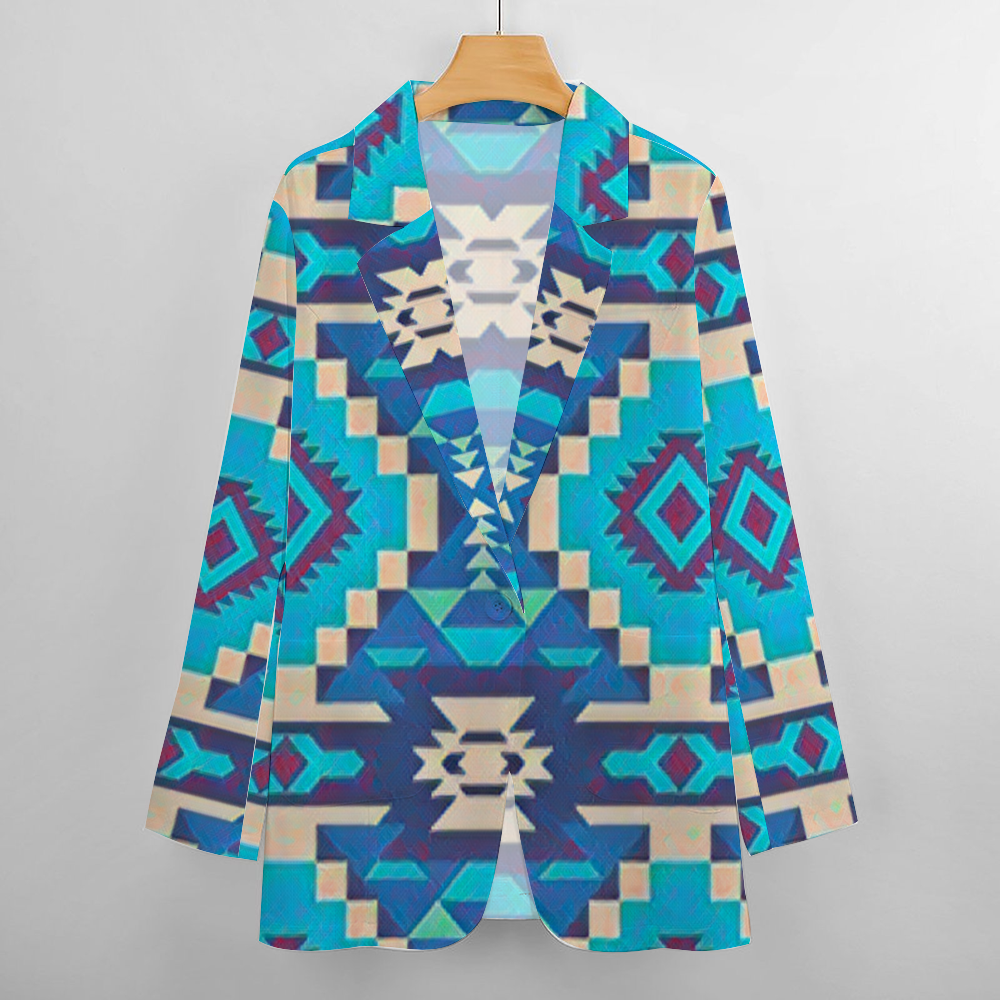 Custom Women's Casual Suit All Over Print Blazer Coat Fashion Light Coat