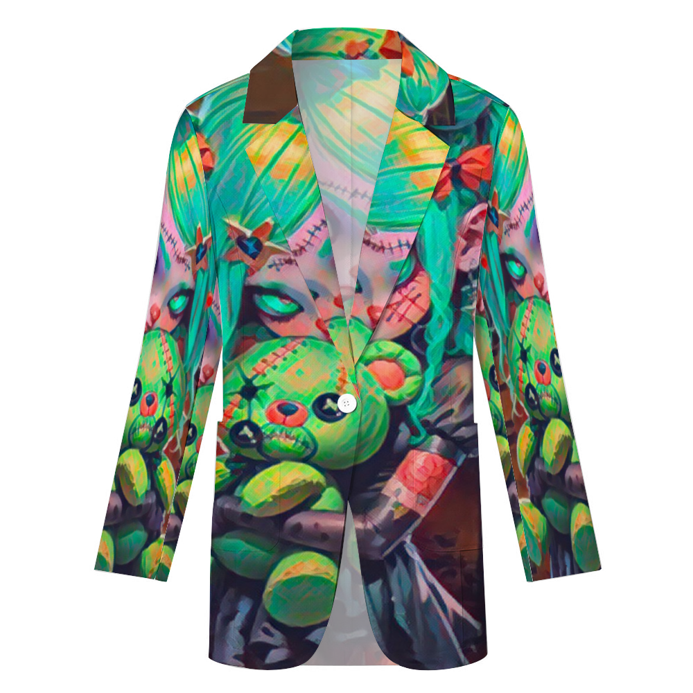 Custom Women's Casual Suit All Over Print Blazer Coat Fashion Light Coat