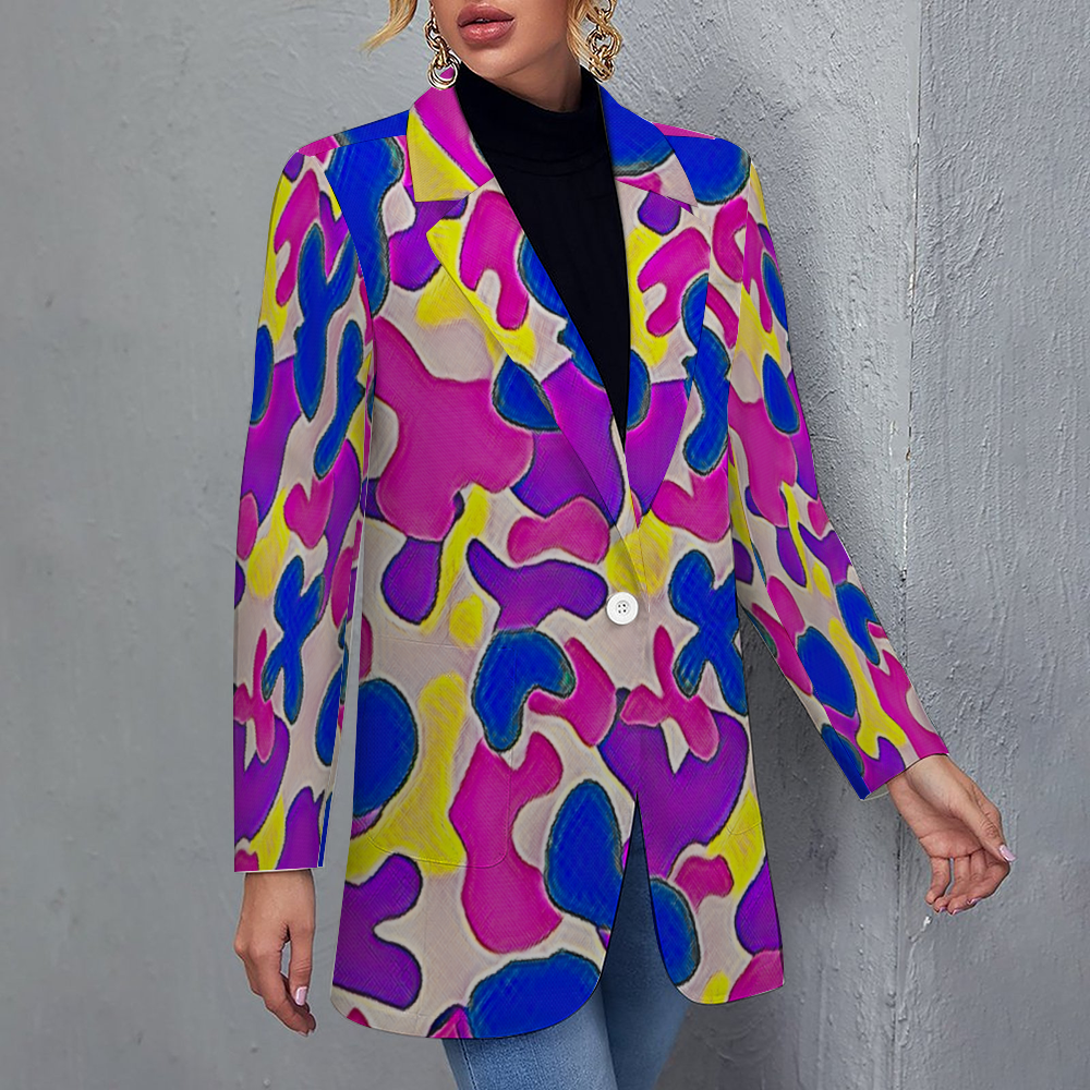 Custom Women's Casual Suit All Over Print Blazer Coat Fashion Light Coat