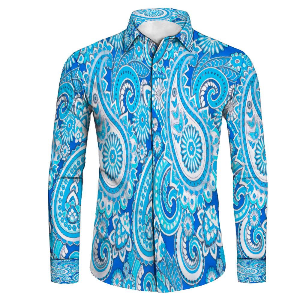 All Over Print Men's Fit Camp Collar Long Sleeve Shirt