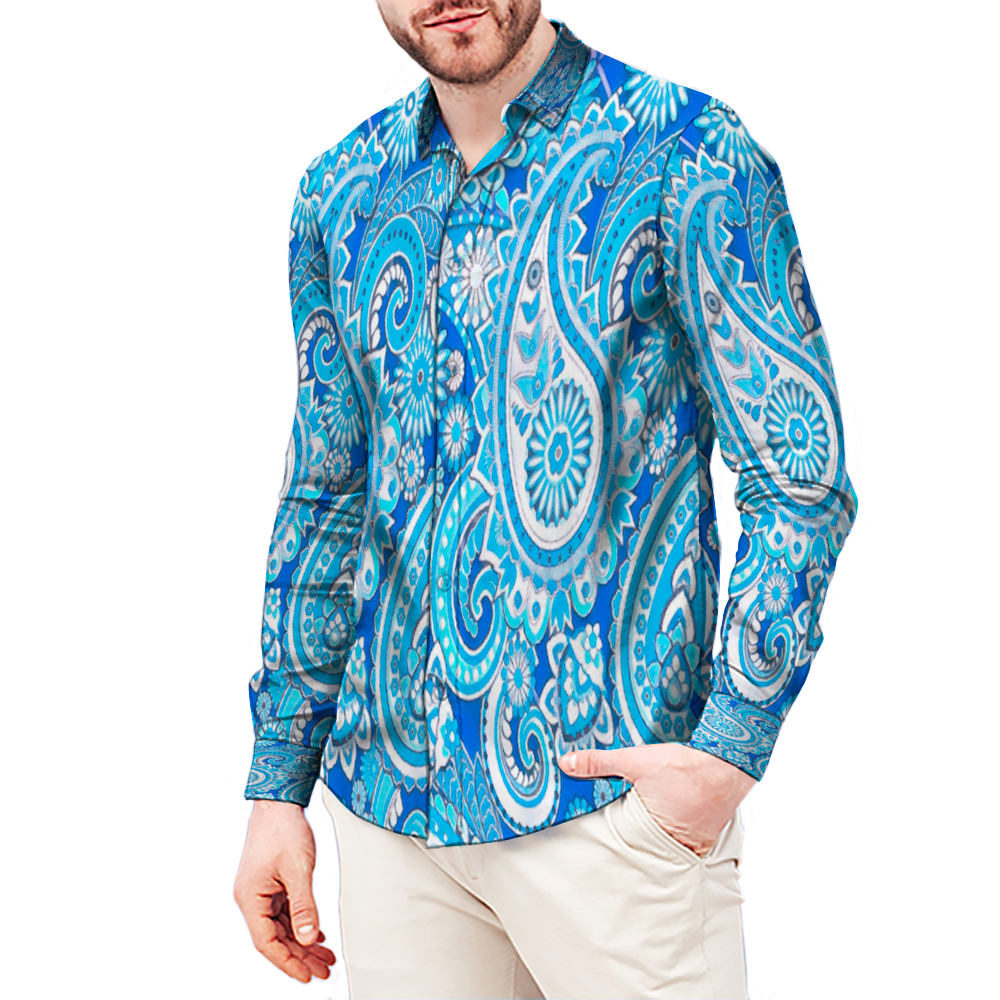 All Over Print Men's Fit Camp Collar Long Sleeve Shirt