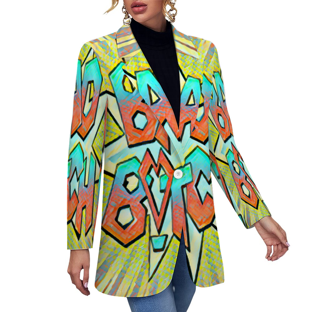 Custom Women's Casual Suit All Over Print Blazer Coat Fashion Light Coat