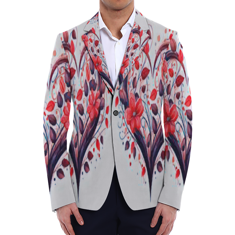 All Over Print Men Casual Suit Blazer Coat Fashion Light Coat