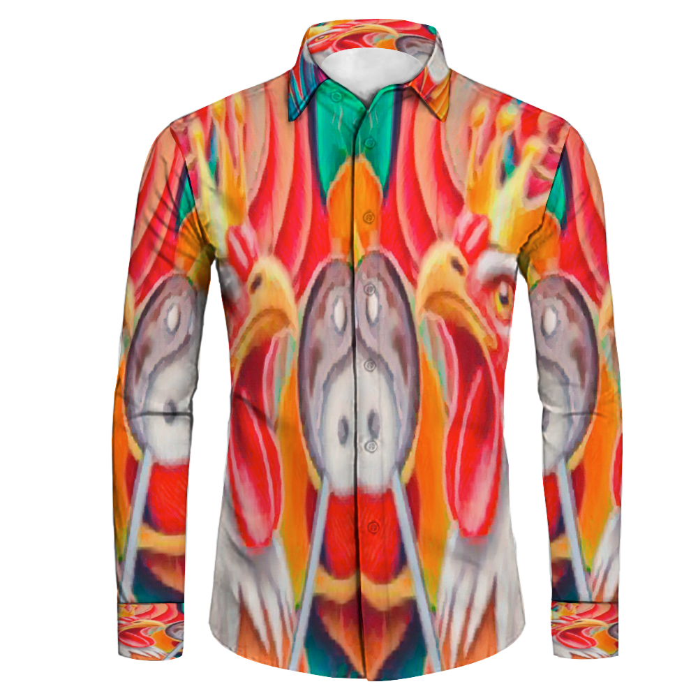 All Over Print Men's Fit Camp Collar Long Sleeve Shirt