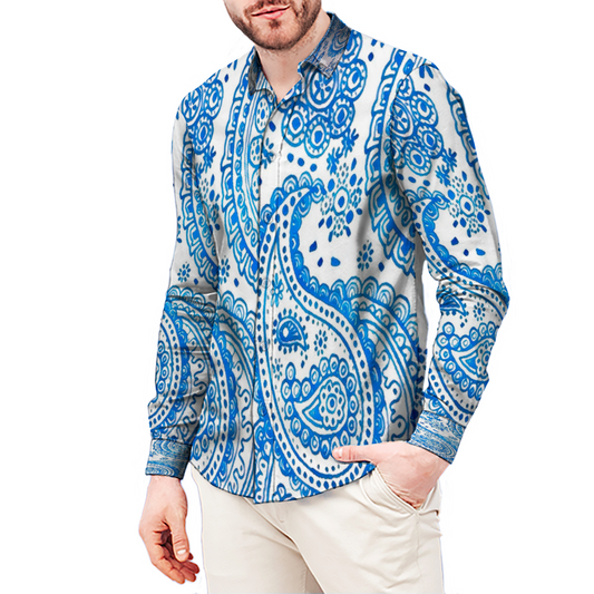 All Over Print Men's Fit Camp Collar Long Sleeve Shirt