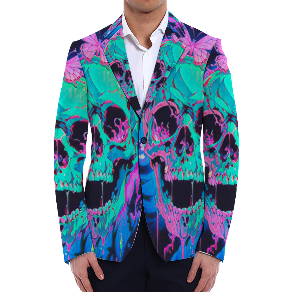 All Over Print Men Casual Suit Blazer Coat Fashion Light Coat