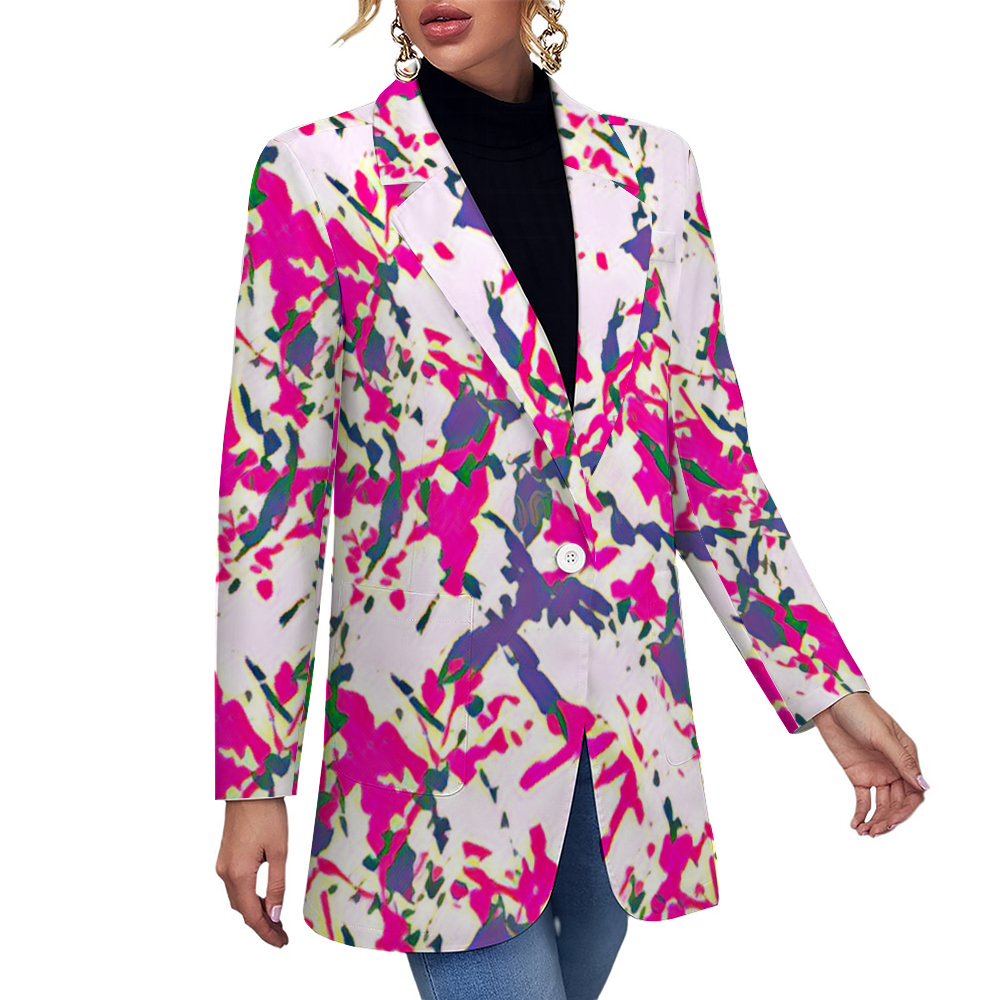 Custom Women's Casual Suit All Over Print Blazer Coat Fashion Light Coat