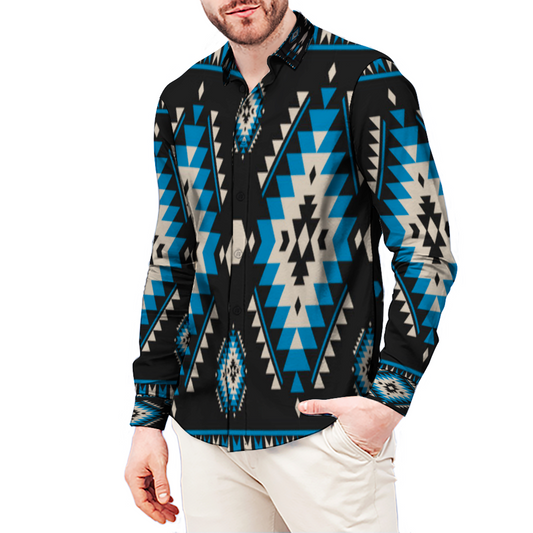 All Over Print Men's Fit Camp Collar Long Sleeve Shirt