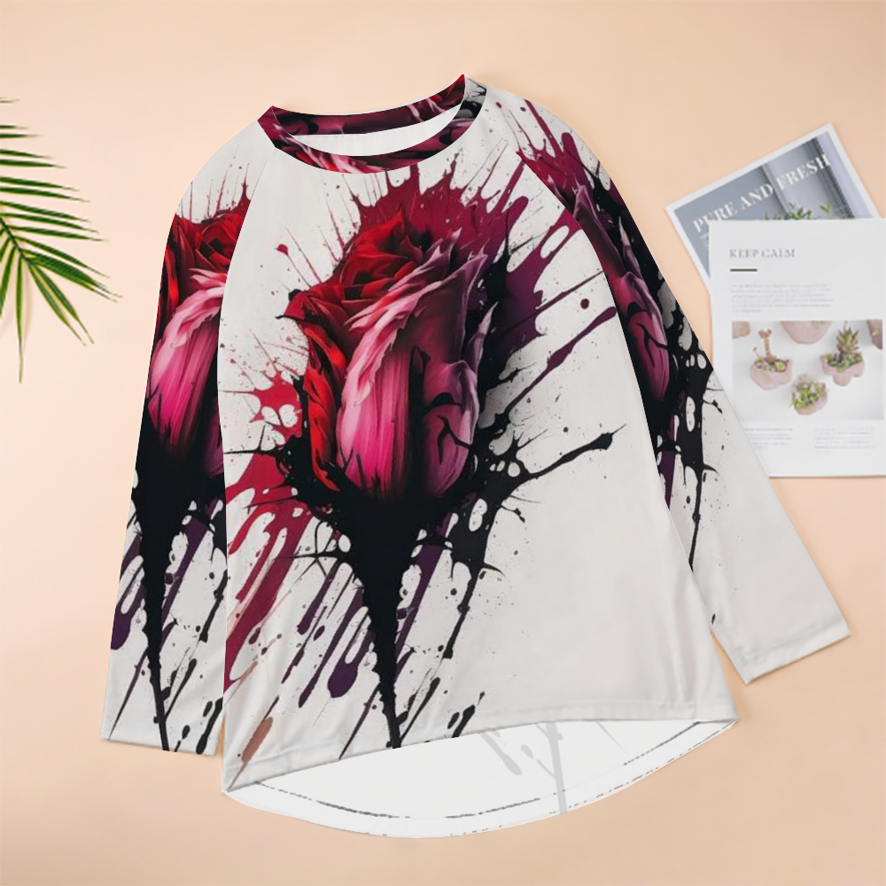 Custom Women's  Raglan Long Sleeve T-Shirt All Over Print Casual Shirt