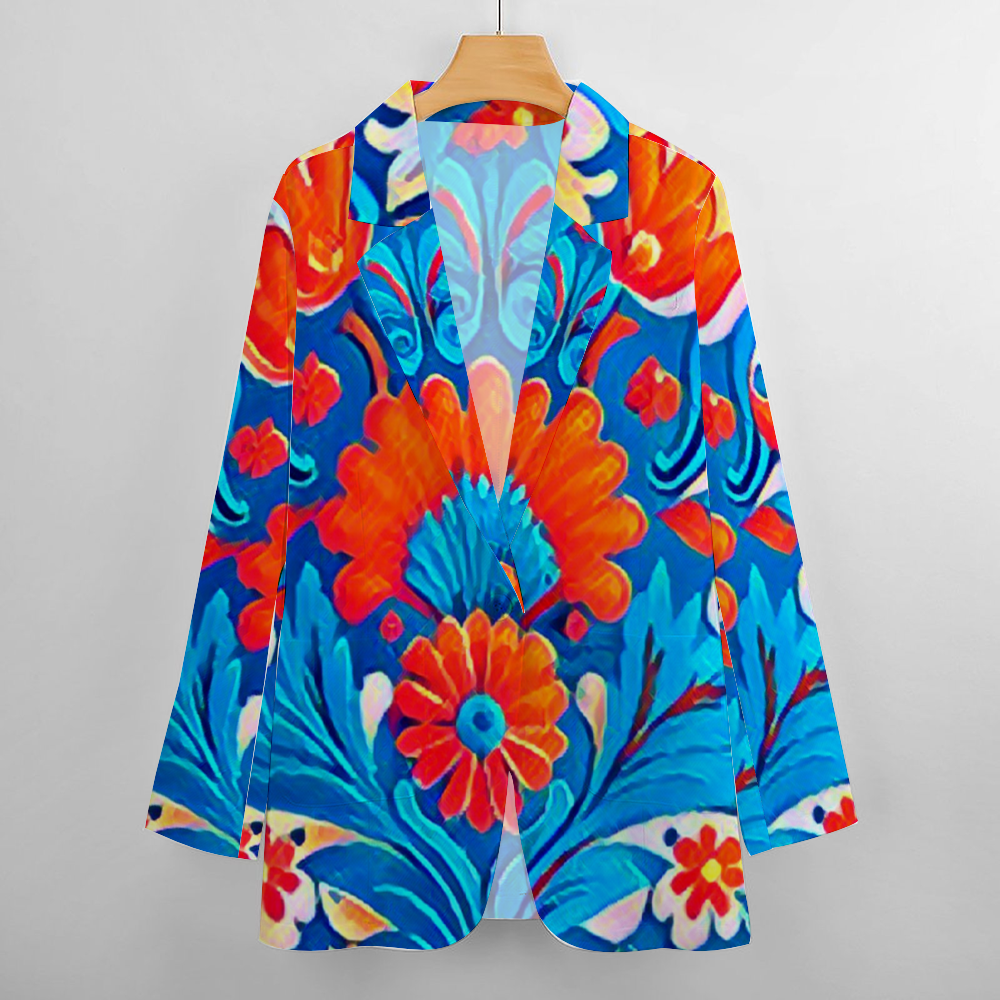 Custom Women's Casual Suit All Over Print Blazer Coat Fashion Light Coat