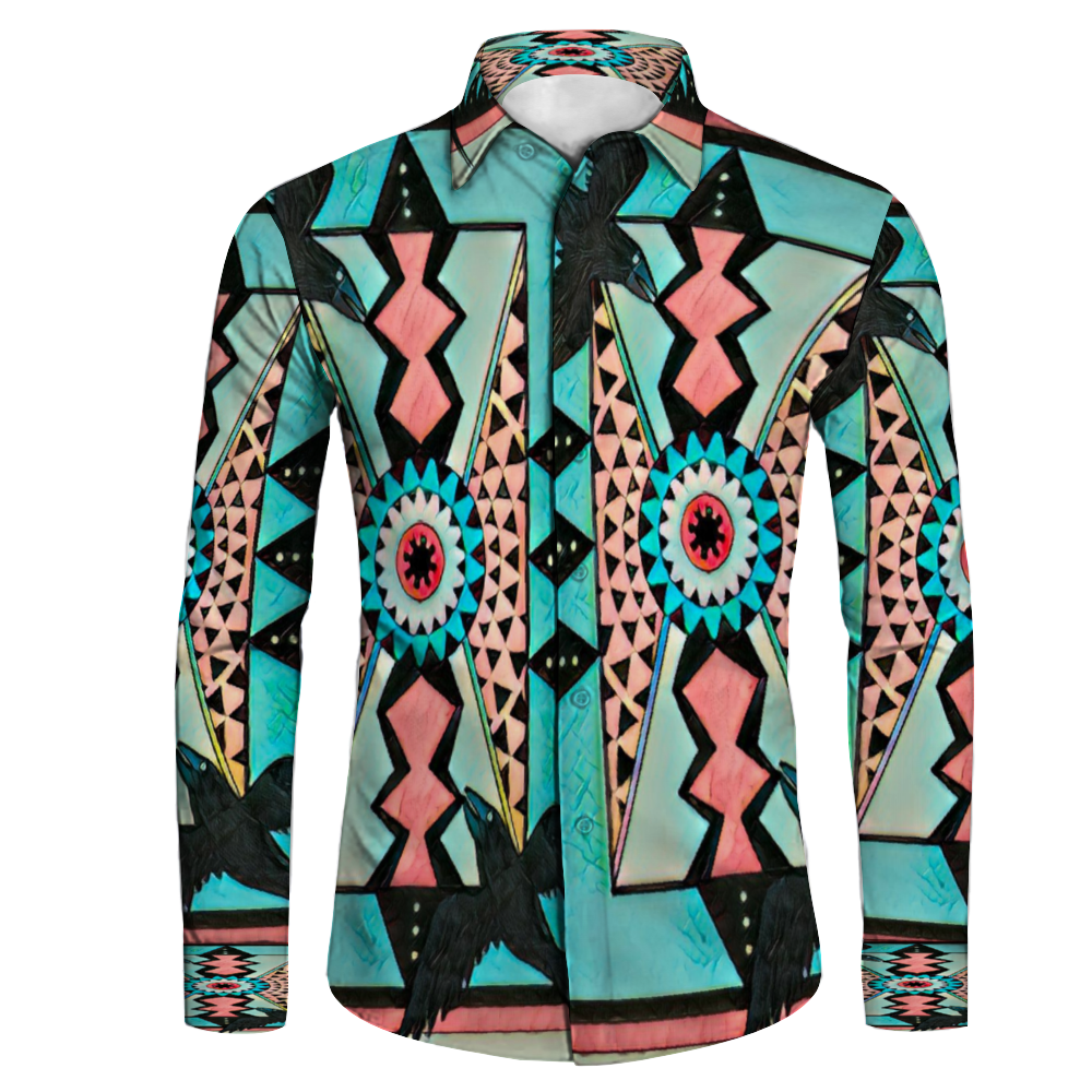 All Over Print Men's Fit Camp Collar Long Sleeve Shirt