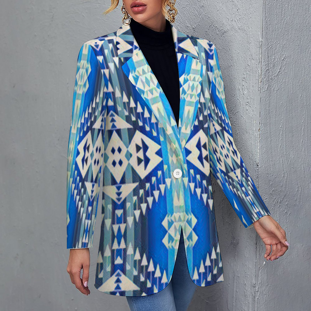 Custom Women's Casual Suit All Over Print Blazer Coat Fashion Light Coat