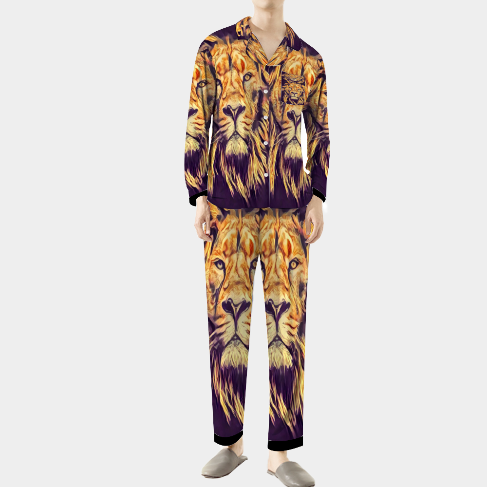 Custom Unisex  All Over Print Long Sleeve Pajamas Set of Shirt & Pants for Adults Sleeper Set Lounge Clothing