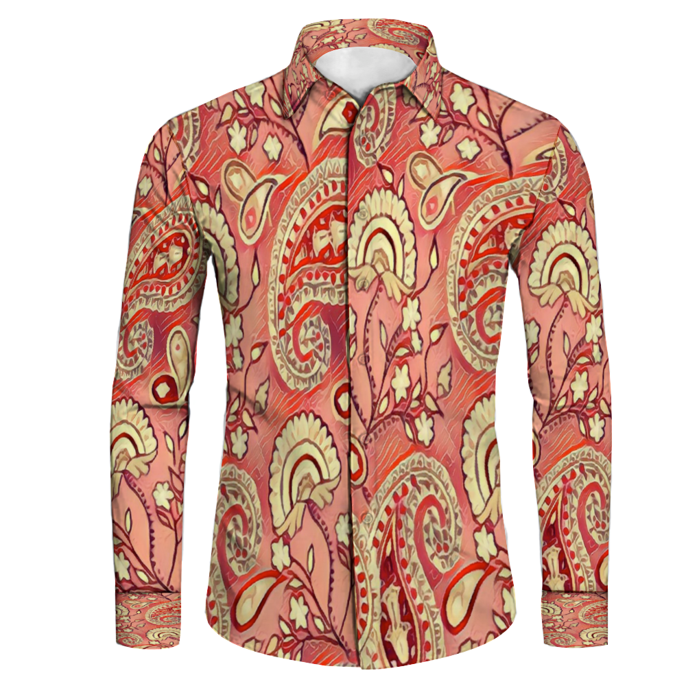 All Over Print Men's Fit Camp Collar Long Sleeve Shirt